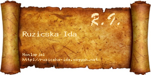 Ruzicska Ida névjegykártya